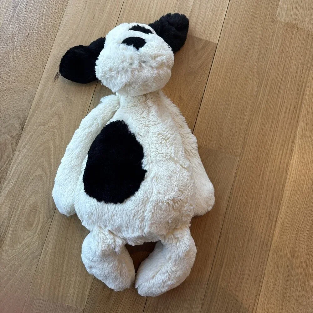 Jellycat London Bashful Puppy Black & Cream Big  Large Plush Spot Dog Toy - Picture 2 of 7